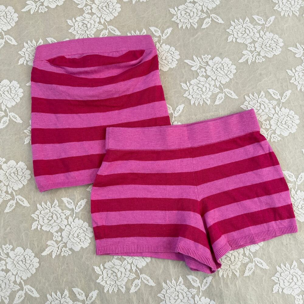 Free People Pink Striped Knit Matching Set Size XS